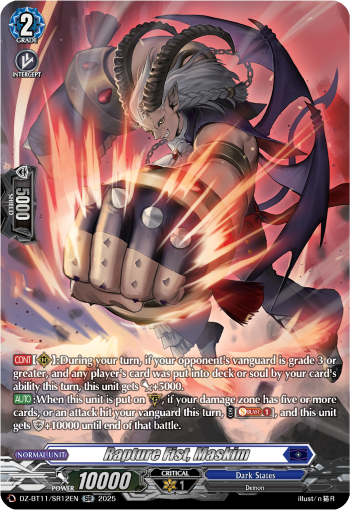 (SR12) Cardfight Vanguard Symphony of Might & Bloom Single: Rapture Fist, Maskim [D-Format] (V.3 - Silver Rare)  Silver Rare