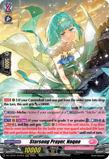 (012) Cardfight Vanguard Lyrical Monasterio: Sparkling Stars! Single: Starsong Prayer, Noqno [D-Format] (V.1 - Triple Rare)  Triple Rare