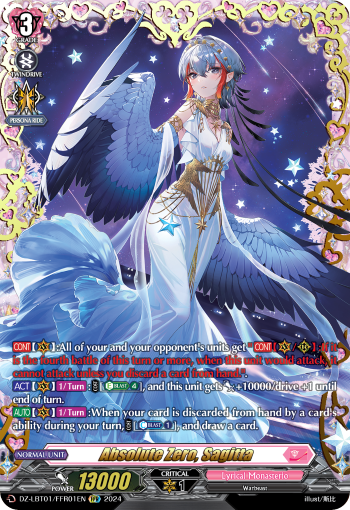 (FFR01) Cardfight Vanguard Lyrical Monasterio: Sparkling Stars! Single: Absolute Zero, Sagitta [D-Format] (V.2 - Double Frame Rare)  Double Frame Rare