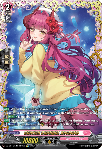 (FFR14) Cardfight Vanguard Lyrical Monasterio: Sparkling Stars! Single: Cherish Starlight, Reshelto [D-Format] (V.2 - Double Frame Rare)  Double Frame Rare