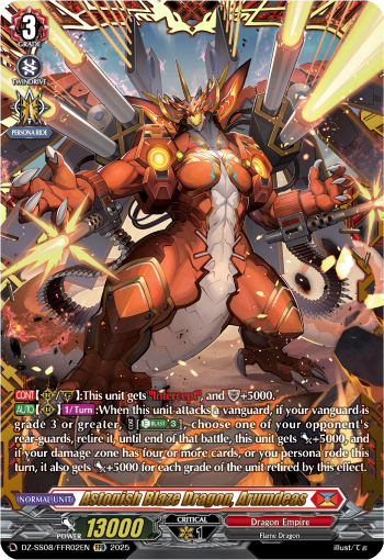 (FFR02) Cardfight Vanguard Festival Booster 2025 Single: Astonish Blaze Dragon, Arumdeas [D-Format] (V.2 - Double Frame Rare)  Double Frame Rare