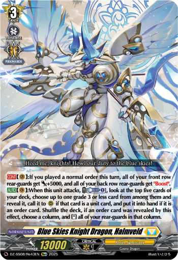 (Re43) Cardfight Vanguard Festival Booster 2025 Single: Blue Skies Knight Dragon, Halmveld [D-Format] (V.2 - Special Reprint)  Special Reprint