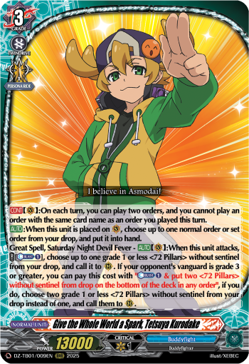 (009) Cardfight Vanguard Future Card Buddyfight Single: Give the Whole World a Spark, Tetsuya Kurodake [D-Format] (V.1 - Triple Rare)  Triple Rare