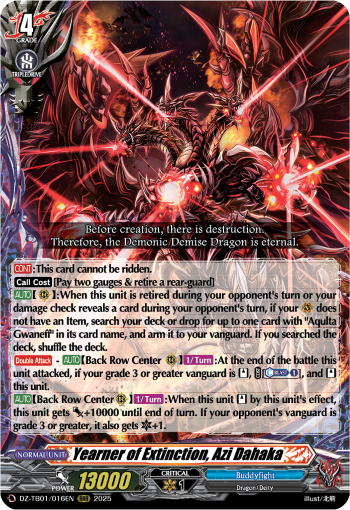 (016) Cardfight Vanguard Future Card Buddyfight Single: Yearner of Extinction, Azi Dahaka [D-Format] (V.1 - Triple Rare)  Triple Rare