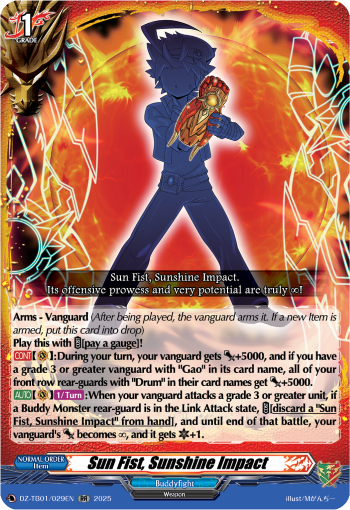 (029) Cardfight Vanguard Future Card Buddyfight Single: Sun Fist, Sunshine Impact [D-Format]  Double Rare