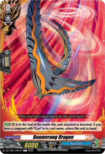 (087) Cardfight Vanguard Future Card Buddyfight Single: Boomerang Dragon [D-Format] (V.1 - Common)  Common