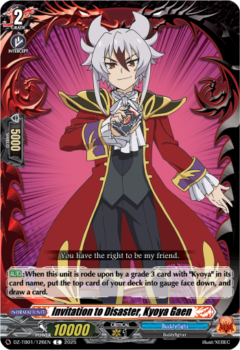 (126) Cardfight Vanguard Future Card Buddyfight Single: Invitation to Disaster, Kyoya Gaen [D-Format] (V.1 - Common)  Common