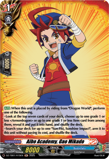 (H15) Cardfight Vanguard Future Card Buddyfight Single: Aibo Academy, Gao Mikado [D-Format] (V.2 - Holo)  Holo