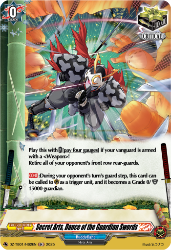(H62) Cardfight Vanguard Future Card Buddyfight Single: Secret Arts, Dance of the Guardian Swords [D-Format] (V.2 - Holo)  Holo