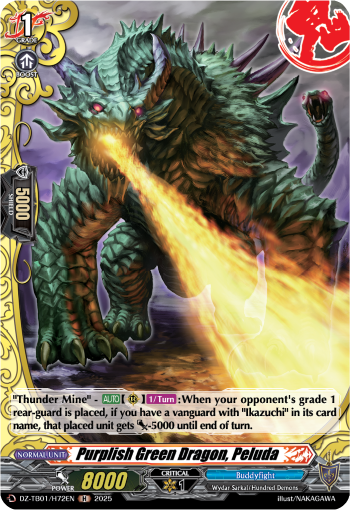 (H72) Cardfight Vanguard Future Card Buddyfight Single: Purplish Green Dragon, Peluda [D-Format] (V.2 - Holo)  Holo