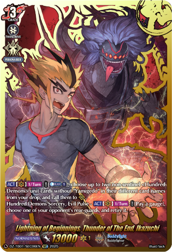 (SEC06) Cardfight Vanguard Future Card Buddyfight Single: Lightning of Beginnings, Thunder of The End, Ikazuchi [D-Format] (V.3 - Secret Rare)  Secret Rare