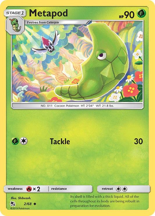(002/68) Pokemon TCG Hidden Fates Single: Metapod   Uncommon