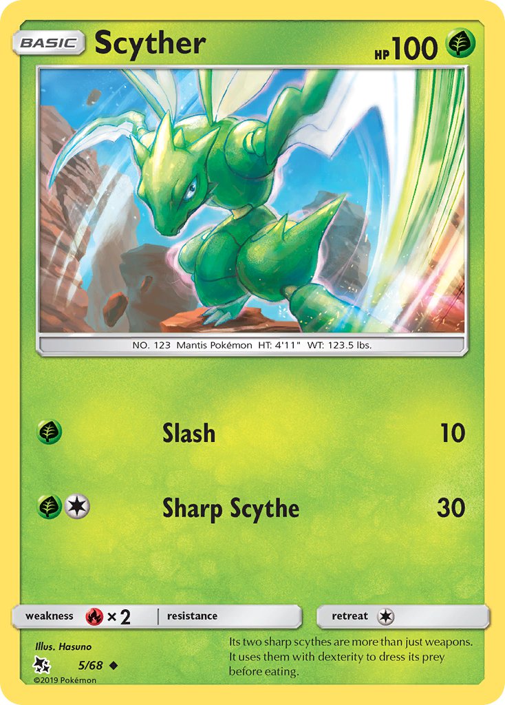 (005/68) Pokemon TCG Hidden Fates Single: Scyther   Uncommon