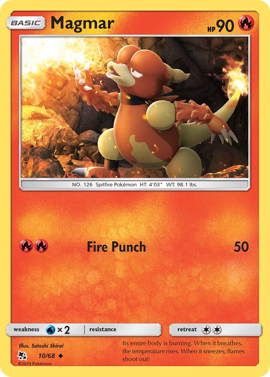 (010/68) Pokemon TCG Hidden Fates Single: Magmar   Uncommon