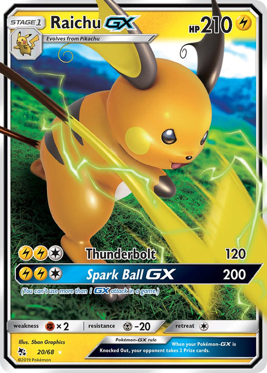 (020/68) Pokemon TCG Hidden Fates Single: Raichu GX   Ultra Rare