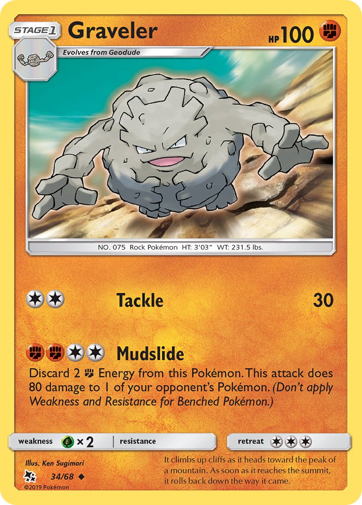 (034/68) Pokemon TCG Hidden Fates Single: Graveler   Uncommon