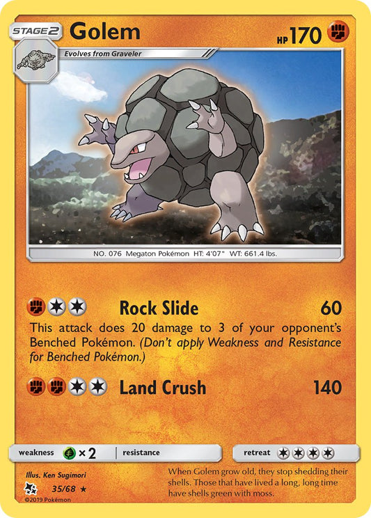 (035/68) Pokemon TCG Hidden Fates Single: Golem   Rare