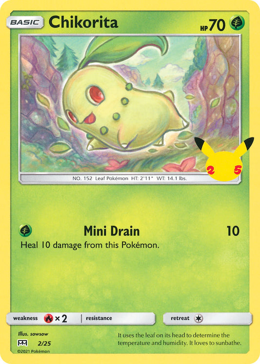 (002/25) Pokemon TCG McDonald's Collection 25th Anniversary Single: Chikorita   Promo Holo