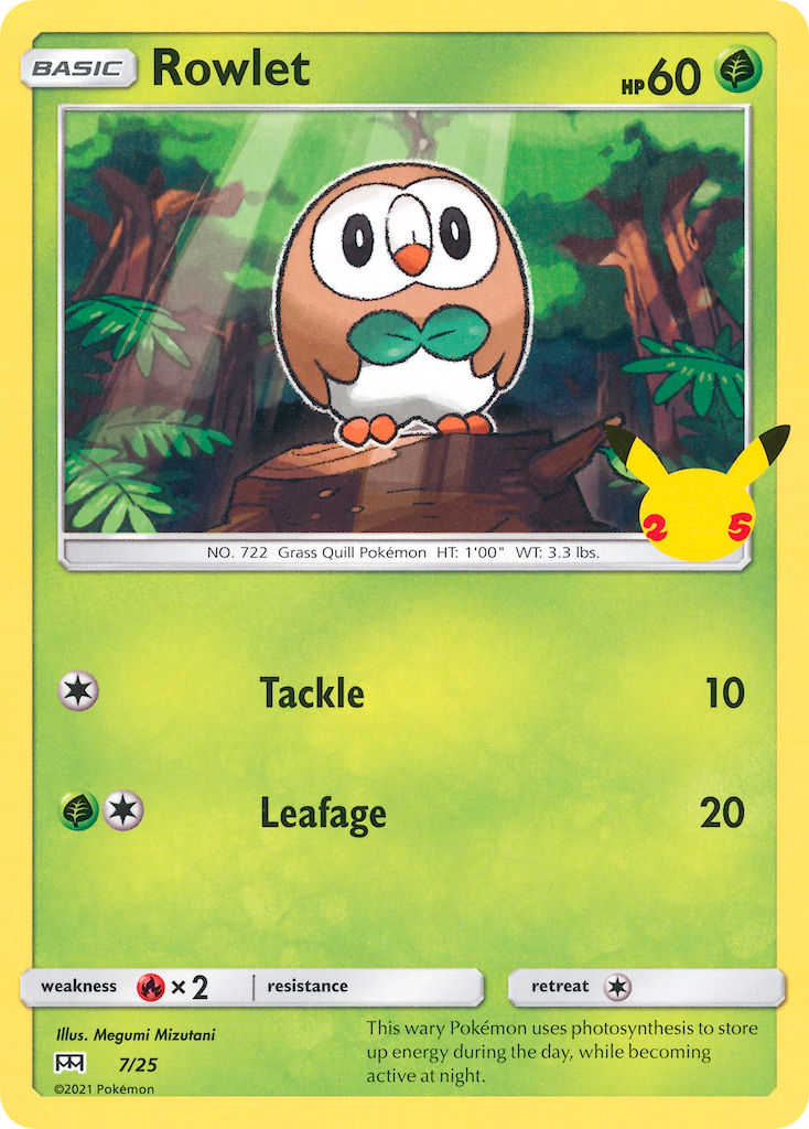 (007/25) Pokemon TCG McDonald's Collection 25th Anniversary Single: Rowlet   Promo