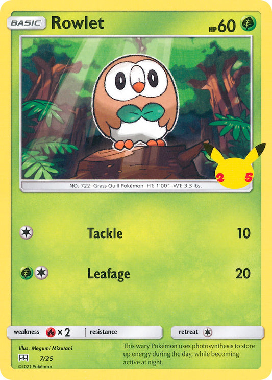 (007/25) Pokemon TCG McDonald's Collection 25th Anniversary Single: Rowlet   Promo
