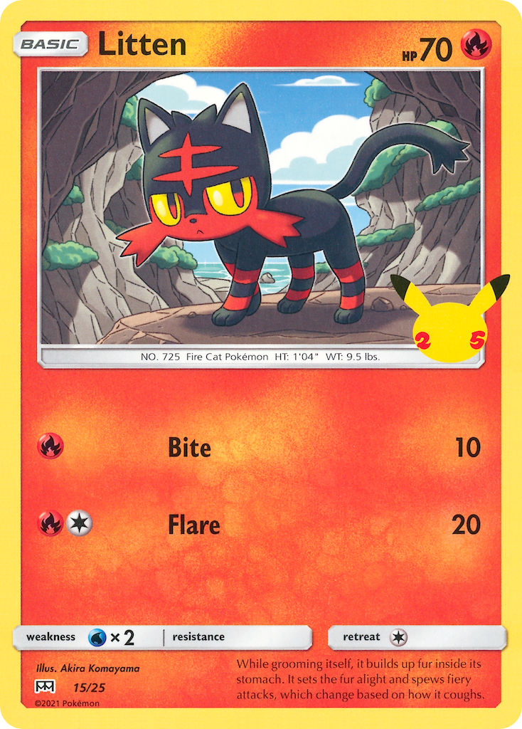 (015/25) Pokemon TCG McDonald's Collection 25th Anniversary Single: Litten   Promo Holo