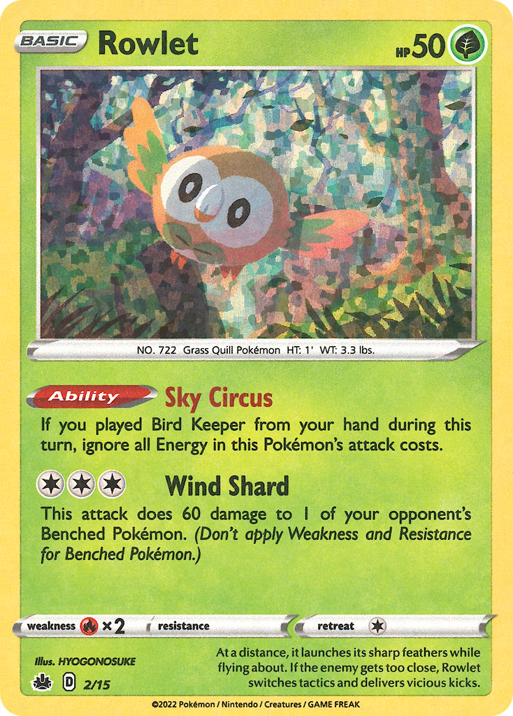 (002/15) Pokemon TCG McDonald's Match Battle 2022 Single: Rowlet   Promo