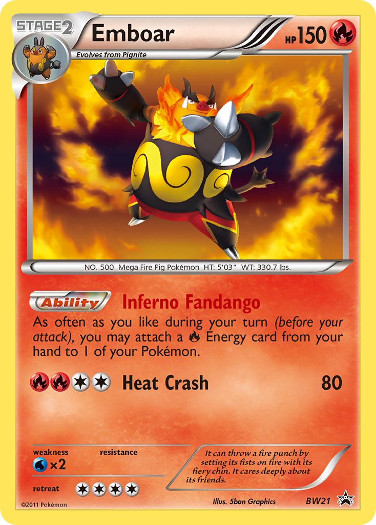 (021) Pokemon TCG BW Black Star Promos Single: Emboar   Promo
