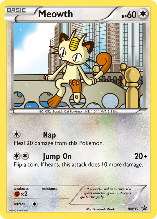 (035) Pokemon TCG BW Black Star Promos Single: Meowth   Promo