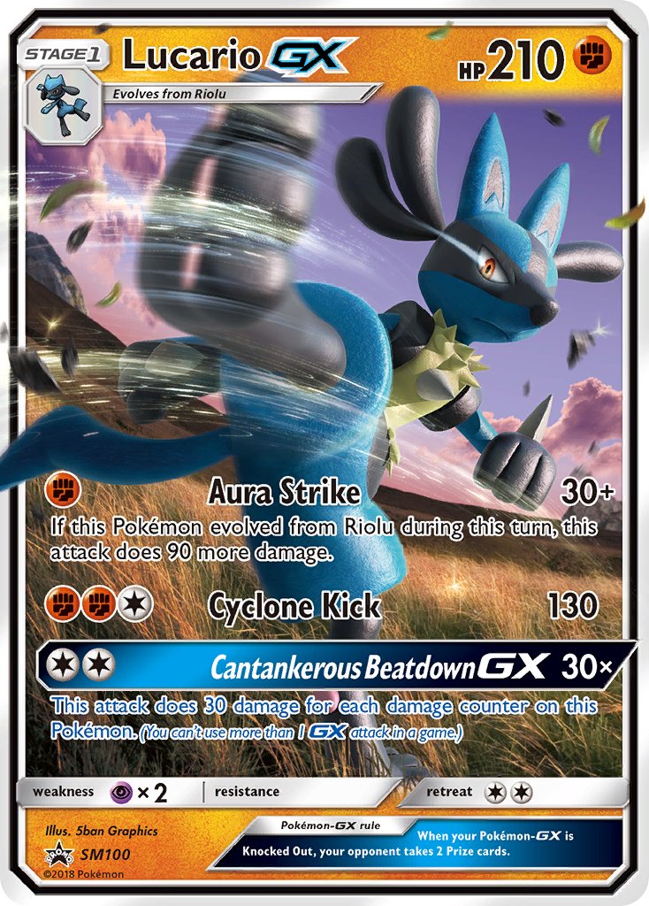 (100) Pokemon TCG SM Black Star Promos Single: Lucario GX   Promo