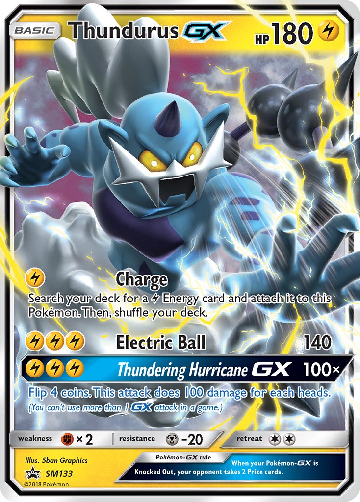 (133) Pokemon TCG SM Black Star Promos Single: Thundurus GX   Promo