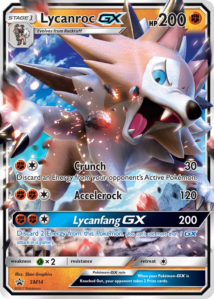 (014) Pokemon TCG SM Black Star Promos Single: Lycanroc GX   Promo