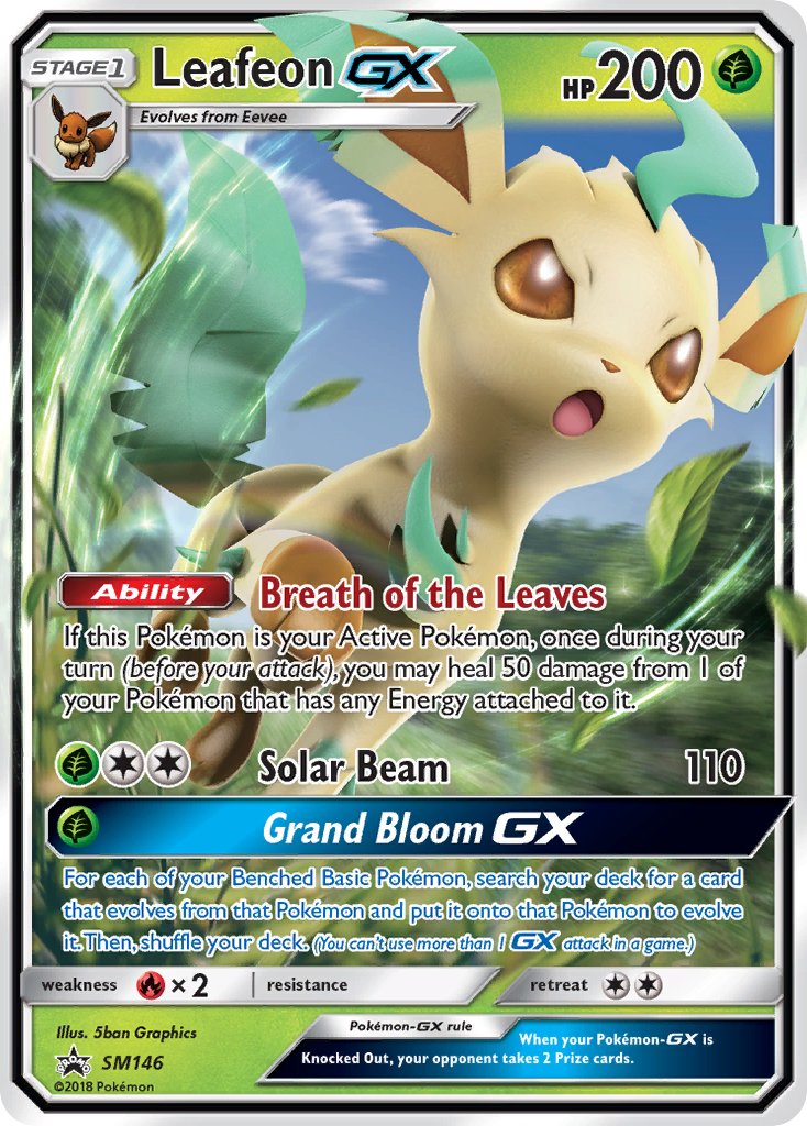 (146) Pokemon TCG SM Black Star Promos Single: Leafeon GX   Promo