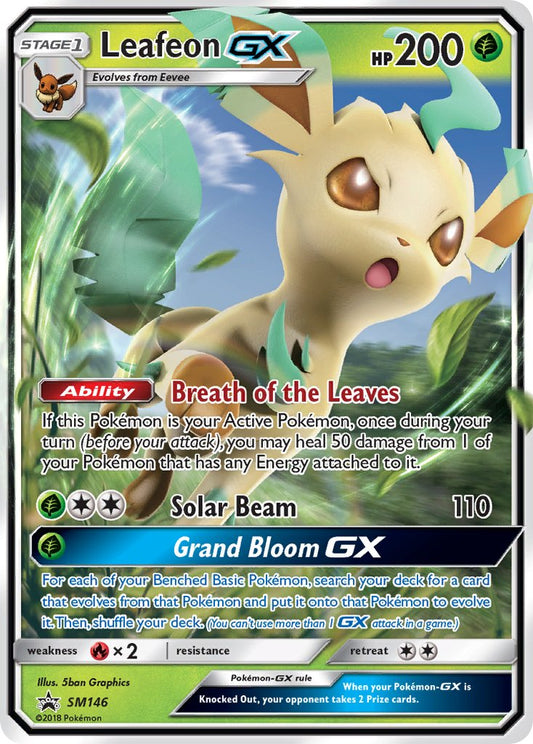 (146) Pokemon TCG SM Black Star Promos Single: Leafeon GX   Promo