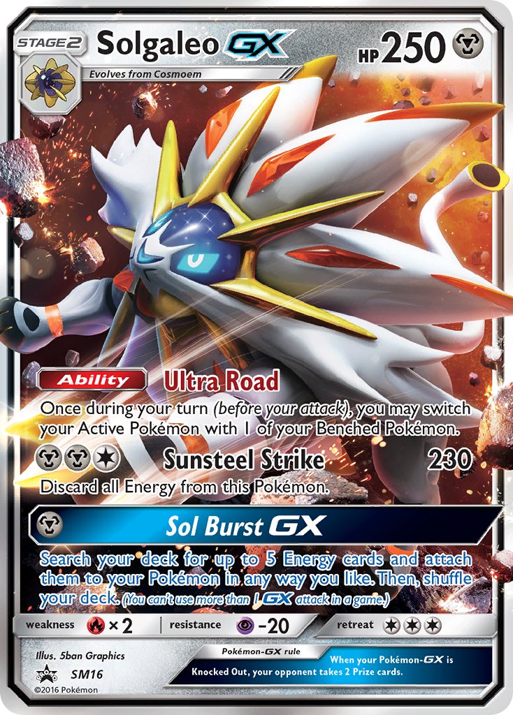 (016) Pokemon TCG SM Black Star Promos Single: Solgaleo GX   Promo