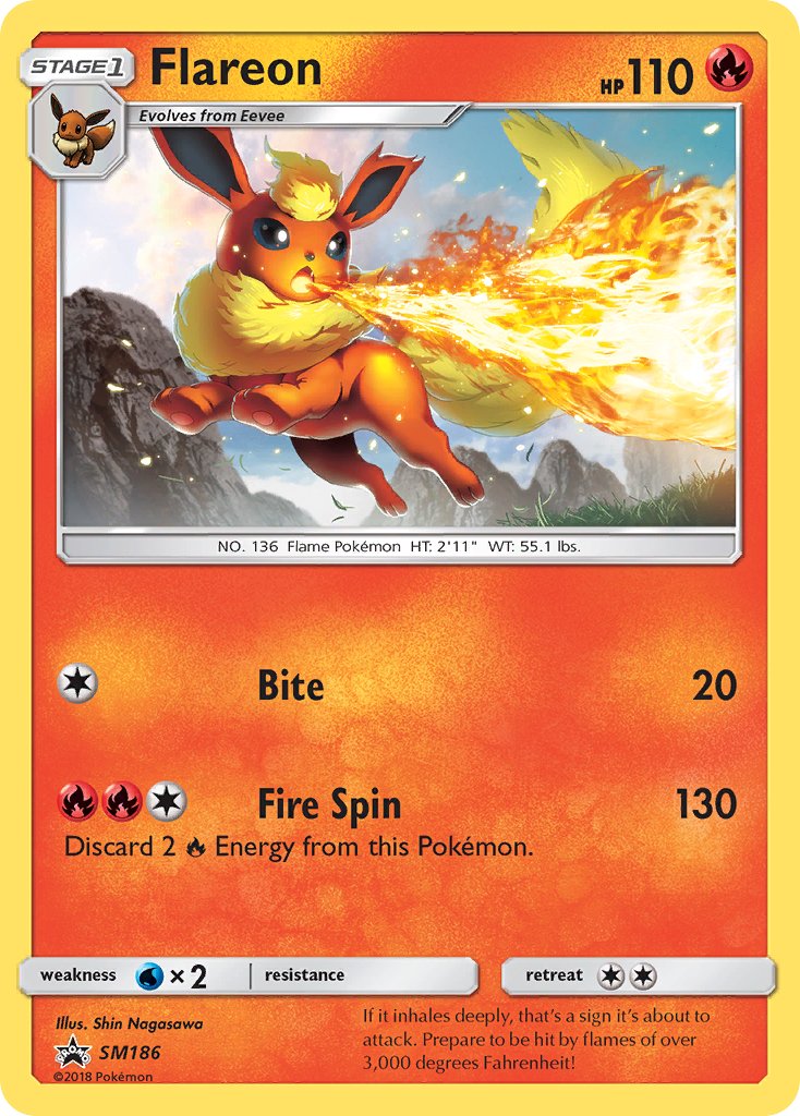 (186) Pokemon TCG SM Black Star Promos Single: Flareon   Promo