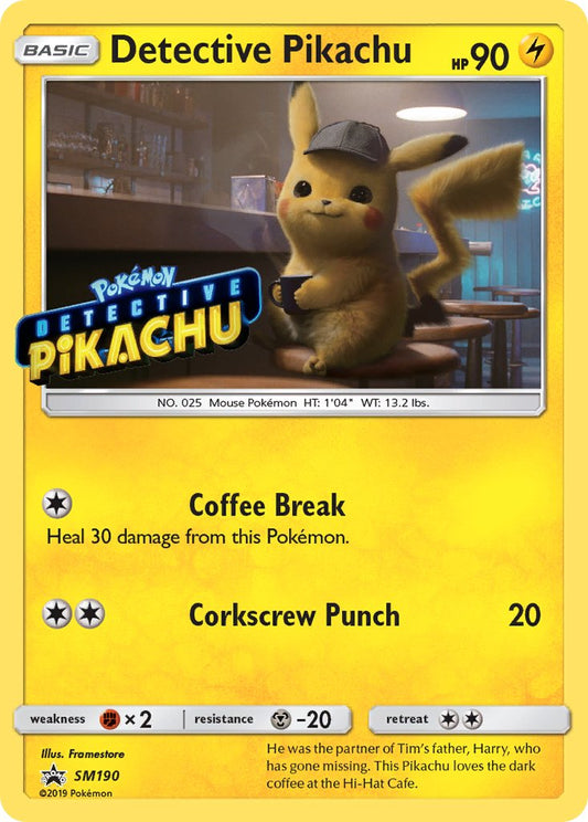 (190) Pokemon TCG SM Black Star Promos Single: Detective Pikachu   Promo