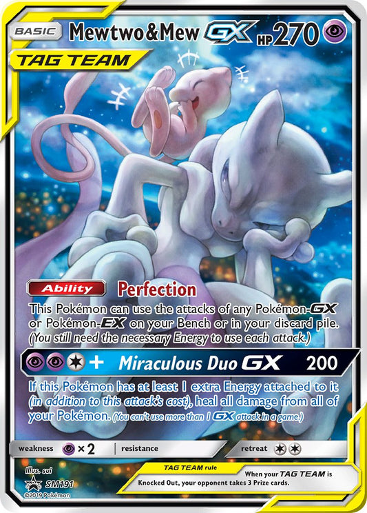 (191) Pokemon TCG SM Black Star Promos Single: Mewtwo & Mew GX   Promo