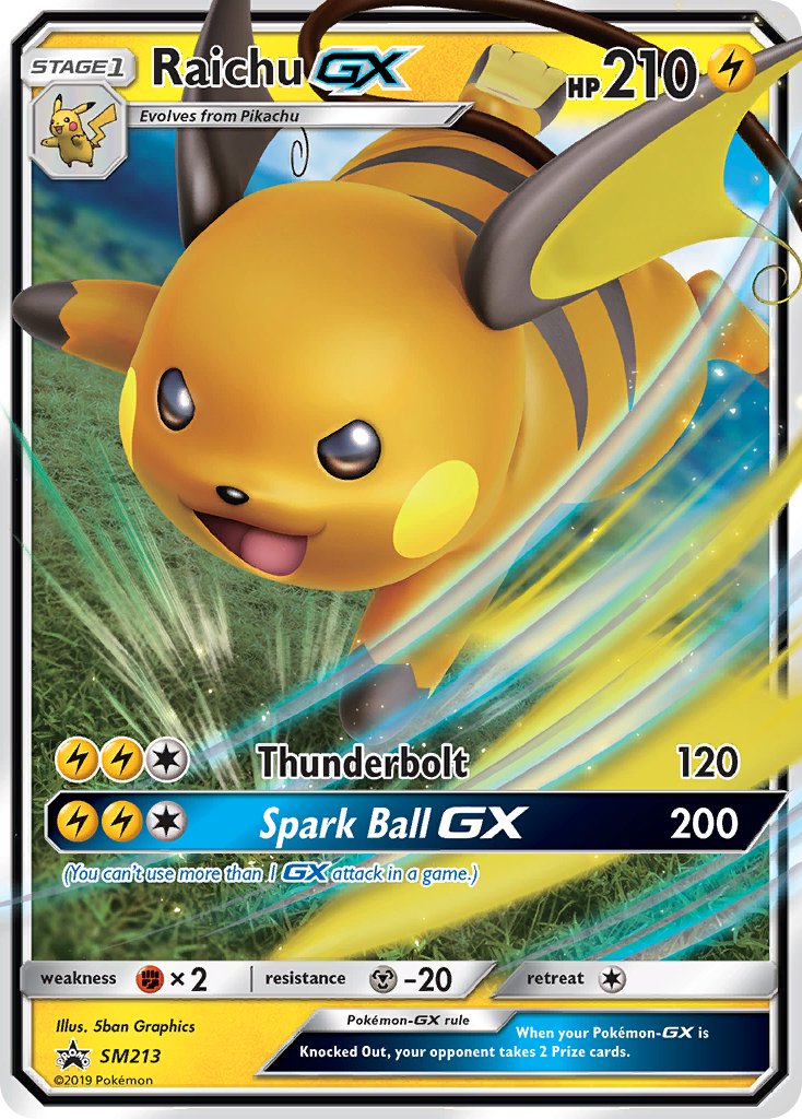 (213) Pokemon TCG SM Black Star Promos Single: Raichu GX   Promo