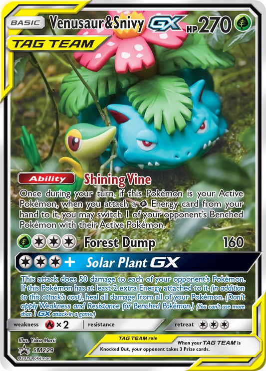 (229) Pokemon TCG SM Black Star Promos Single: Venusaur & Snivy GX   Promo