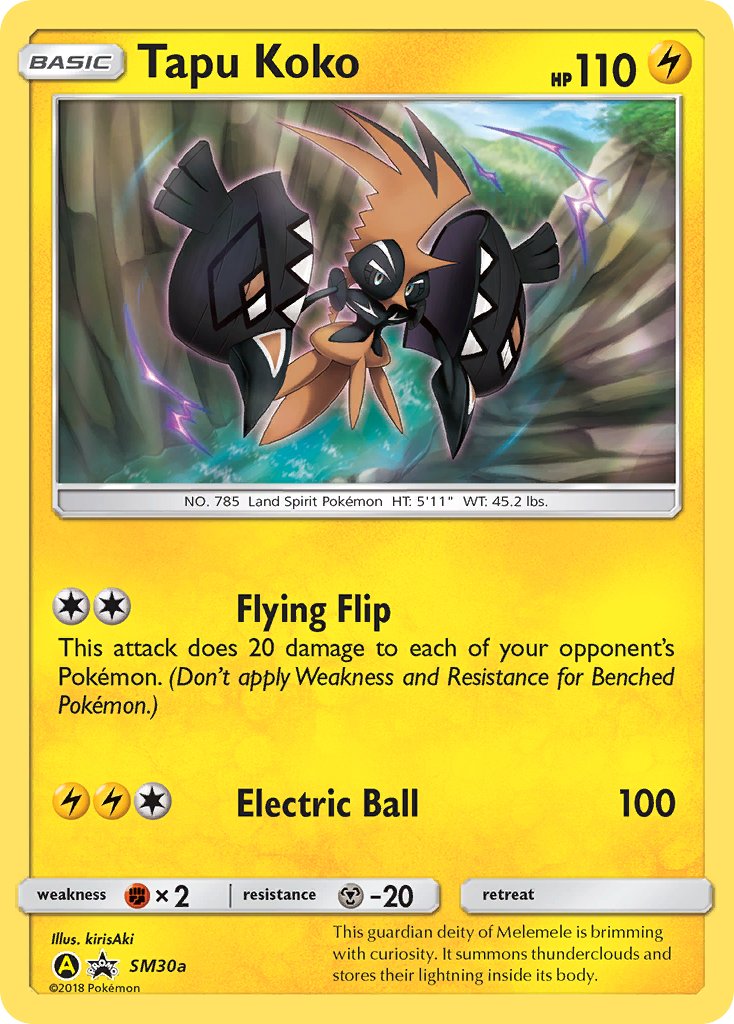 (SM30a) Pokemon TCG SM Black Star Promos Single: Tapu Koko   Promo