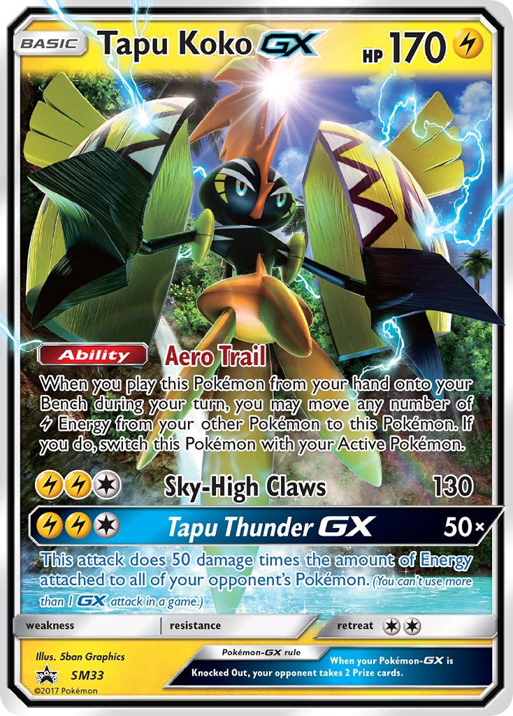 (033) Pokemon TCG SM Black Star Promos Single: Tapu Koko GX   Promo