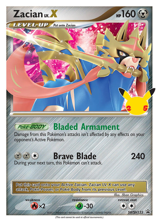 (135) Pokemon TCG SWSH Black Star Promos Single: Zacian LV.X  Promo