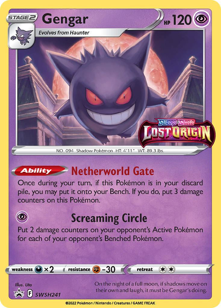 (241) Pokemon TCG SWSH Black Star Promos Single: Gengar  Promo