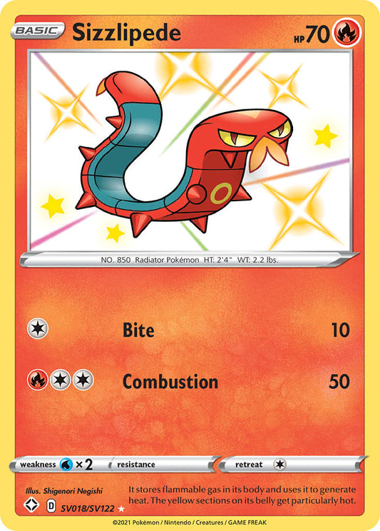 (SV018/SV122) Pokemon TCG Shining Fates Single: Sizzlipede  Secret Rare