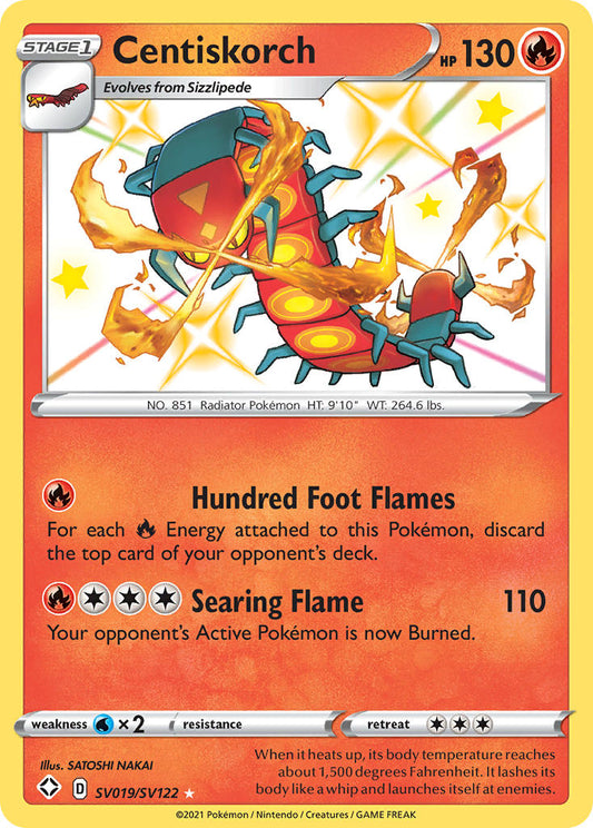 (SV019/SV122) Pokemon TCG Shining Fates Single: Centiskorch  Secret Rare