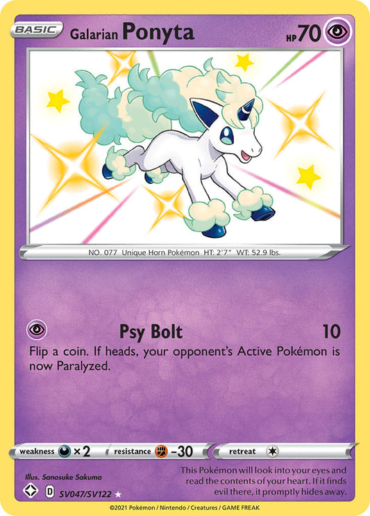 (SV047/SV122) Pokemon TCG Shining Fates Single: Galarian Ponyta  Secret Rare
