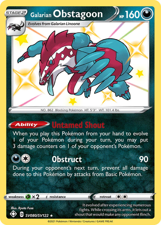 (SV080/SV122) Pokemon TCG Shining Fates Single: Galarian Obstagoon  Secret Rare
