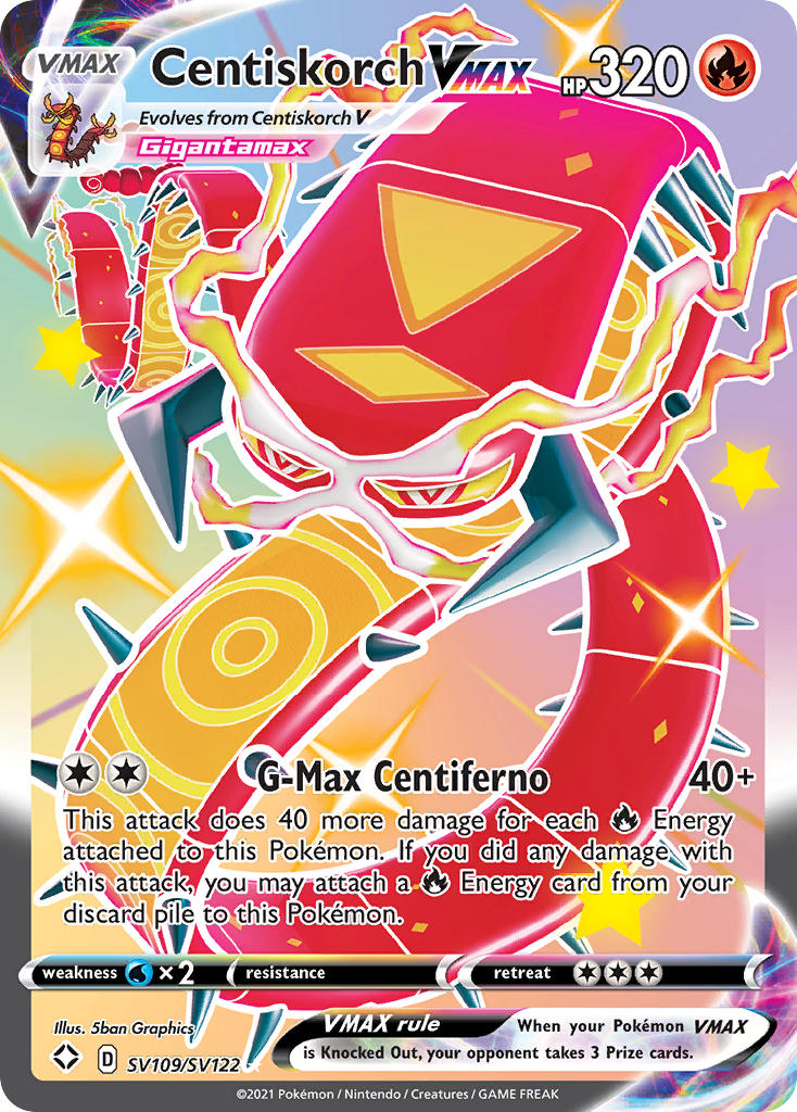(SV109/SV122) Pokemon TCG Shining Fates Single: Centiskorch VMAX  Secret Rare