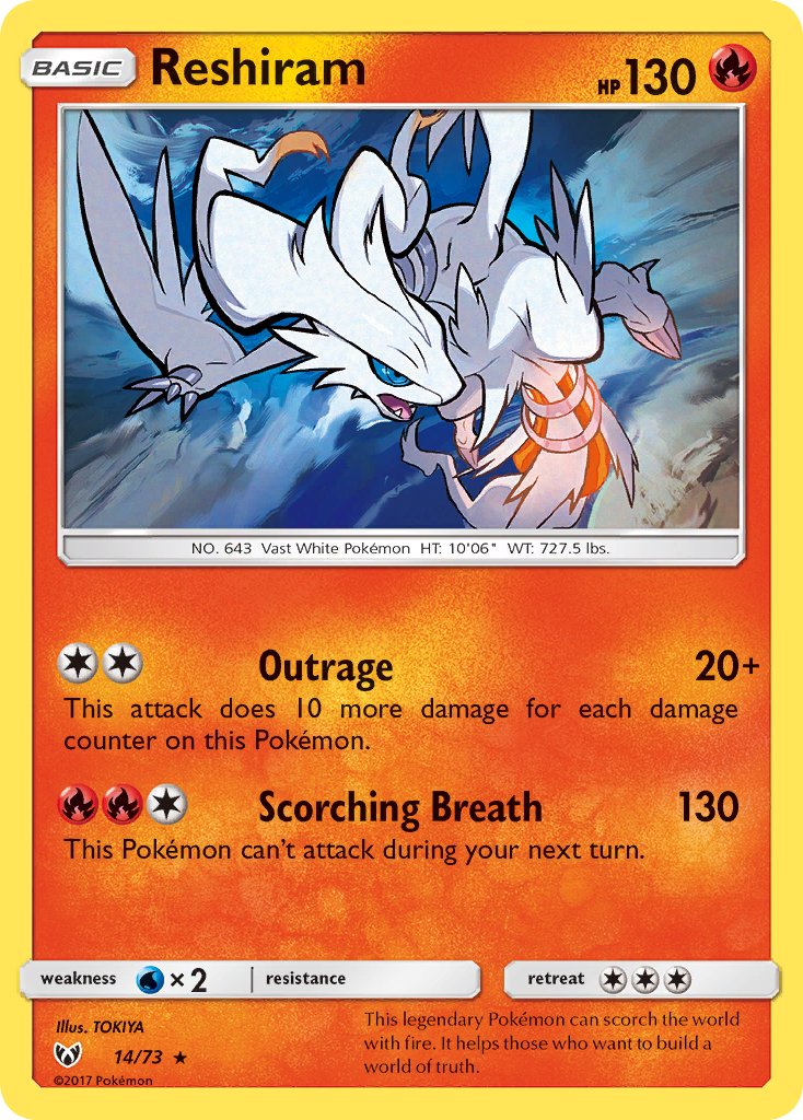 (014/73) Pokemon TCG Shining Legends Single: Reshiram   Holo Rare