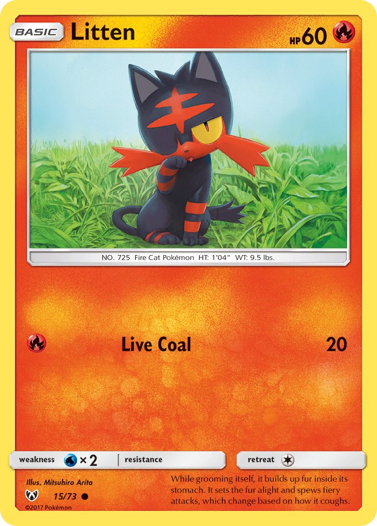 (015/73) Pokemon TCG Shining Legends Single: Litten  Reverse Holo Common